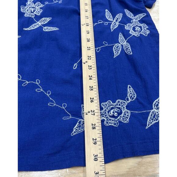 Catherines Gauzy Cotton Tunic Women's Size 2X Blue Embroidered Flowy Boho - Picture 10 of 10